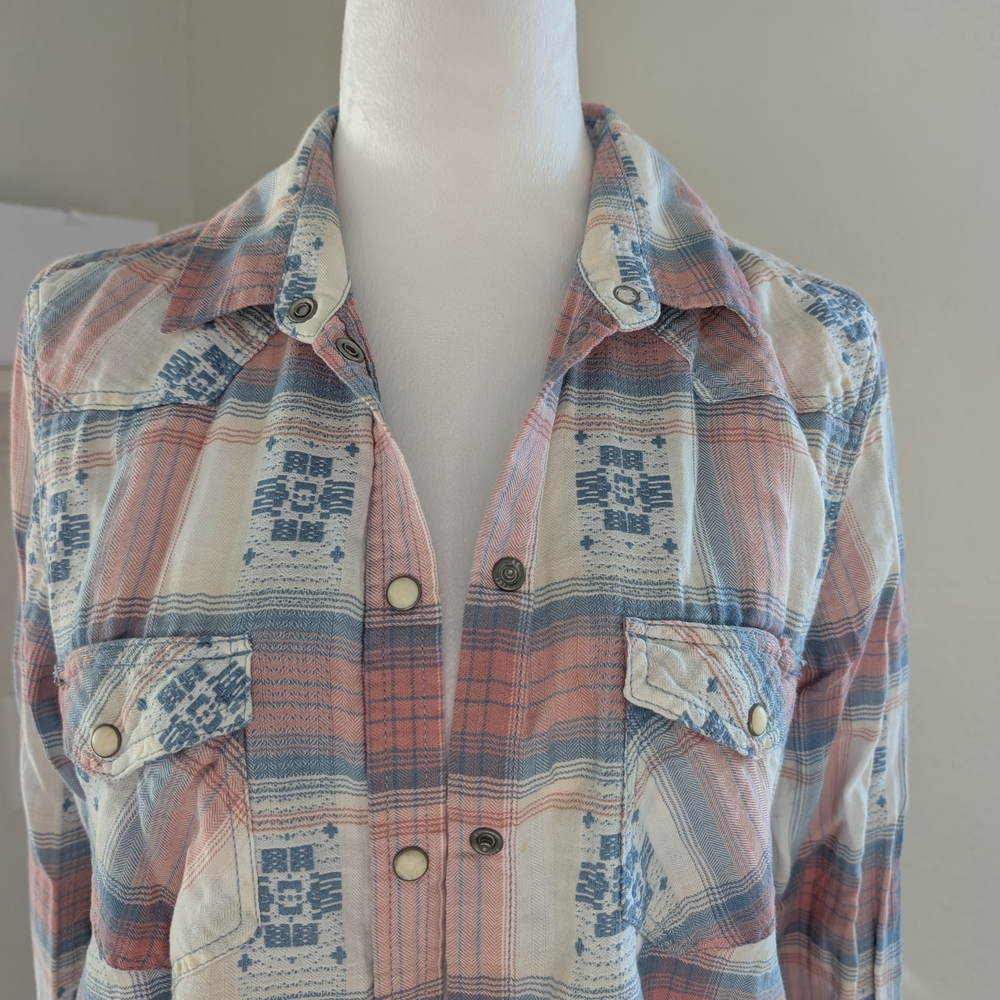 American Eagle Outfitters Vintage Boyfriend Plaid Western Button Shirt